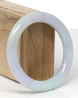 Baikalla Natural Light Green & Lavender Jadeite Jade "Traditional Round" Bangle Bracelet (56.2mm) 