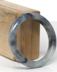 Baikalla Natural Black Wuji Jadeite Jade "Half Round" Bangle Bracelet (55.6mm) 