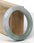 Baikalla Natural Oil-Green & Light Lavender Jadeite Jade "Square Cut" Bangle Bracelet (56.5mm) 