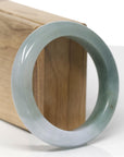 Baikalla Natural Oil-Green & Light Lavender Jadeite Jade "Square Cut" Bangle Bracelet (56.5mm) 