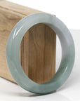 Baikalla Natural Oil-Green & Light Lavender Jadeite Jade "Square Cut" Bangle Bracelet (56.5mm) 