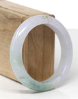 Baikalla 18ky Gold Inlay Natural Icy Lavender & Blue-Green Flower Jadeite Jade "Half Round" Bangle Bracelet (55.4mm) 