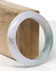Baikalla 18ky Gold Inlay Natural Icy Lavender & Blue-Green Flower Jadeite Jade "Half Round" Bangle Bracelet (55.4mm) 