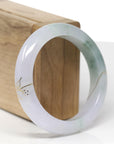 Baikalla 18ky Gold Inlay Natural Icy Lavender & Blue-Green Flower Jadeite Jade "Half Round" Bangle Bracelet (55.4mm) 