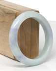 Baikalla Natural Light Blue-Green & Lavender Jadeite Jade "Half Round" Bangle Bracelet (55.5mm) 