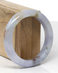 High-End Natural Blue Lavender & Red Sajin (Golden Dust) Jadeite Jade "Half Round" Bangle Bracelet (56mm) 