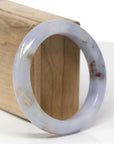High-End Natural Blue Lavender & Red Sajin (Golden Dust) Jadeite Jade "Half Round" Bangle Bracelet (56mm) 