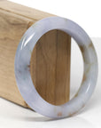 High-End Natural Blue Lavender & Red Sajin (Golden Dust) Jadeite Jade "Half Round" Bangle Bracelet (56mm) 