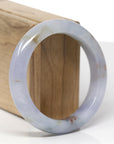 High-End Natural Blue Lavender & Red Sajin (Golden Dust) Jadeite Jade "Half Round" Bangle Bracelet (56mm) 