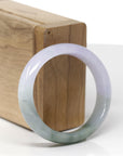 Baikalla Natural Icy Light Lavender & Oil-Green Jadeite Jade "Oval" Bangle Bracelet (53.2mm) 