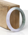 Baikalla Natural Icy Light Lavender & Oil-Green Jadeite Jade "Oval" Bangle Bracelet (53.2mm) 