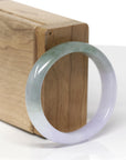 Baikalla Natural Icy Light Lavender & Oil-Green Jadeite Jade "Oval" Bangle Bracelet (53.2mm) 