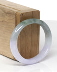 Baikalla Natural Icy Light Lavender & Oil-Green Jadeite Jade "Oval" Bangle Bracelet (53.2mm) 
