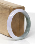 Baikalla Natural Icy Light Lavender & Oil-Green Jadeite Jade "Oval" Bangle Bracelet (53.2mm) 