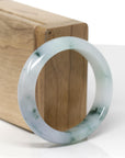 High-End Natural Icy Blue-Green Flower & Light Lavender Jadeite Jade "Oval" Bangle Bracelet (53.6mm) 