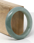 Baikalla Natural Oil-Green Jadeite Jade "Half Round" Bangle Bracelet (53.4mm) 