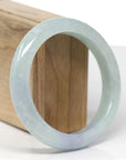 Baikalla Natural Light Blue-Green & Lavender Jadeite Jade "Half Round" Bangle Bracelet (59.4mm) 