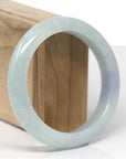 Baikalla Natural Light Blue-Green & Lavender Jadeite Jade "Half Round" Bangle Bracelet (59.4mm) 