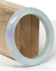 Baikalla Natural Light Blue-Green & Lavender Jadeite Jade "Half Round" Bangle Bracelet (59.4mm) 