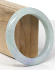 Baikalla Natural Light Blue-Green & Lavender Jadeite Jade "Half Round" Bangle Bracelet (59.4mm) 