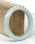 Baikalla Natural Light Green W/ Sajin Jadeite Jade "Half Round" Bangle Bracelet (57.3mm) 