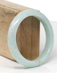 Baikalla Natural Light Green W/ Sajin Jadeite Jade "Half Round" Bangle Bracelet (57.3mm) 
