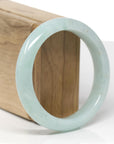 Baikalla Natural Light Green W/ Sajin Jadeite Jade "Half Round" Bangle Bracelet (57.3mm) 