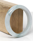 Baikalla Natural Blue-Green Flowers Jadeite Jade "Half Round" Bangle Bracelet (58.3mm) 