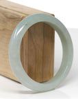 Baikalla Natural Light Oil-Green Jadeite Jade "Half Round" Bangle Bracelet (58.5mm) 