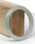 Baikalla Natural Light Oil-Green Jadeite Jade "Half Round" Bangle Bracelet (58.5mm) 