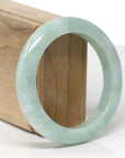 Baikalla Natural Green Jadeite Jade "Half Round" Bangle Bracelet (56.9mm) 