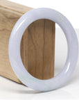 Baikalla Natural Light Lavender W/ Light Green Patch Jadeite Jade "Traditional Round" Bangle Bracelet (57.7mm) 