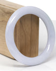 Baikalla Natural Light Lavender W/ Light Green Patch Jadeite Jade "Traditional Round" Bangle Bracelet (57.7mm) 