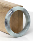 Baikalla Natural Black Wuji & Light Green Jadeite Jade "Half Round" Bangle Bracelet (54.3mm) 