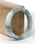 Baikalla Natural Black Wuji & Light Green Jadeite Jade "Half Round" Bangle Bracelet (54.3mm) 