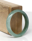 Baikalla Natural Icy Oil-Green Jadeite Jade "Half Round" Bangle Bracelet (50.9mm) 