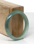 Baikalla Natural Icy Oil-Green Jadeite Jade "Half Round" Bangle Bracelet (50.9mm) 