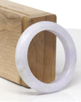 Baikalla Natural Light Lavender Jadeite Jade "Square Cut" Bangle Bracelet (49.6mm) 