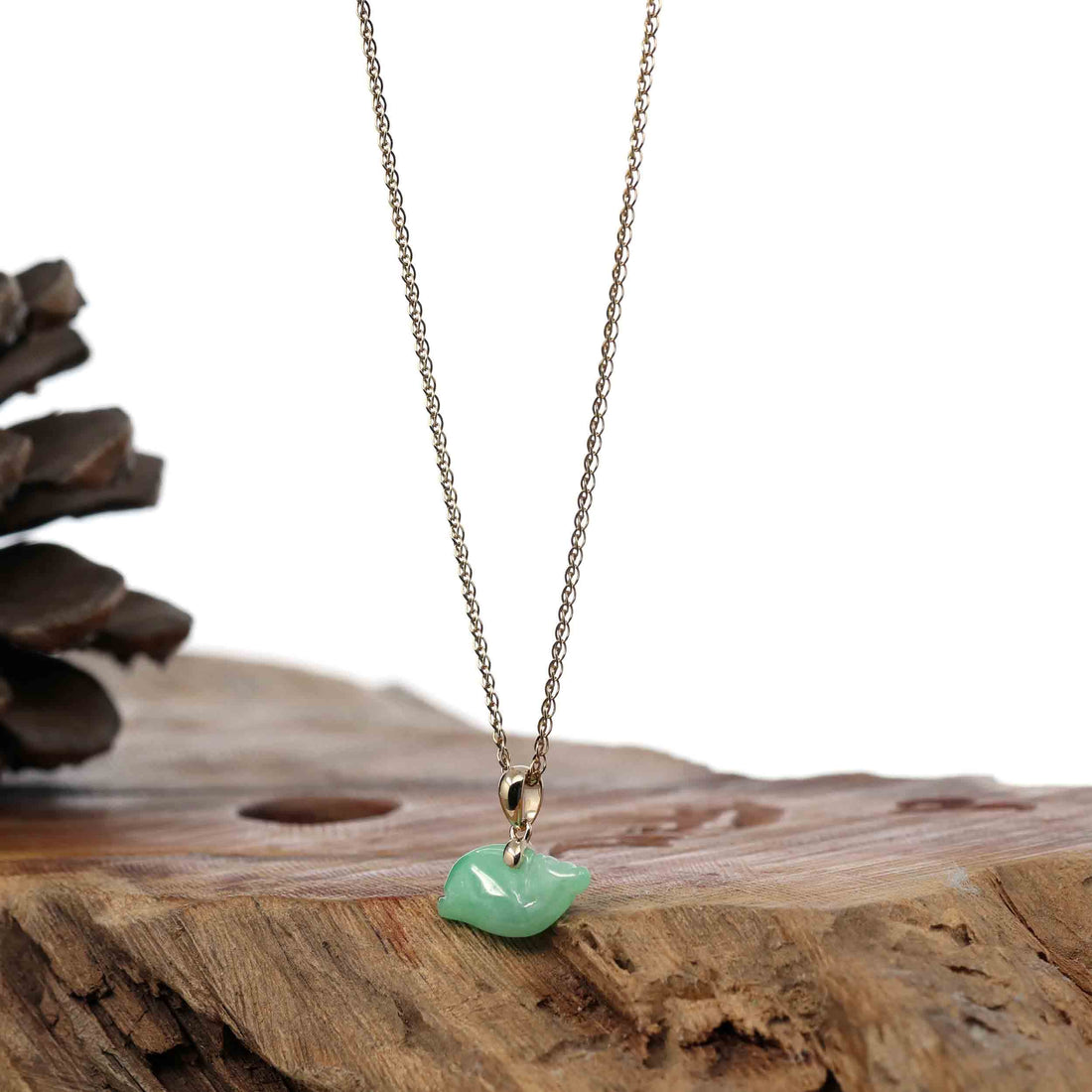 Baikalla Jewelry Jade Pendant Necklace Baikalla " Dolphin " Carving Pendant Necklace Natural Ice Green Jadeite Jade