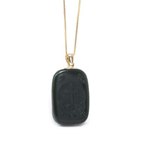 Baikalla Jewelry Gold Jade Pendant Baikalla™ 14K Yellow Gold Genuine Nephrite Black Jade Jesus Pendant Necklace