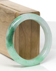 Baikalla Natural Icy Vibrant Forest Green Jadeite Jade "Half Round" Bangle Bracelet (53.2mm) 