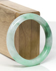 Baikalla Natural Icy Vibrant Forest Green Jadeite Jade "Half Round" Bangle Bracelet (53.2mm) 