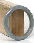 Baikalla Natural Deep Oil-Green & Lavender Jadeite Jade "Half Round" Bangle Bracelet (59.5mm) 
