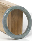 Baikalla Natural Deep Oil-Green & Lavender Jadeite Jade "Half Round" Bangle Bracelet (59.5mm) 