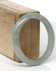 Baikalla Natural Icy Light Oil-Green Jadeite Jade "Oval" Bangle Bracelet (54.8mm) 