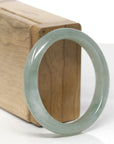 Baikalla Natural Icy Light Oil-Green Jadeite Jade "Oval" Bangle Bracelet (54.8mm) 