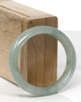 Baikalla Natural Icy Light Oil-Green Jadeite Jade "Oval" Bangle Bracelet (54.8mm) 
