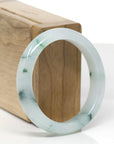 High-End Natural Icy Blue-Green Flower Jadeite Jade "Oval" Bangle Bracelet (54.5mm) 