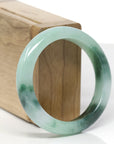Baikalla Natural Icy Deep Green Flower Jadeite Jade "Half Round" Bangle Bracelet (53.8mm) 