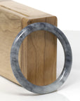Baikalla Natural Black & Grey Wuji Jadeite Jade "Petite Traditional Round" Bangle Bracelet (51.7mm) 